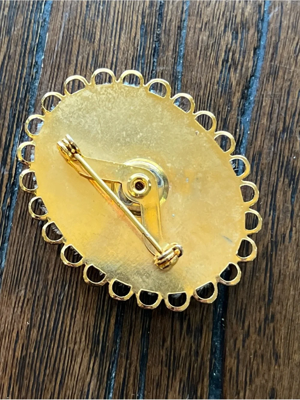 Floral Resin Gold-Tone Oval Brooch - Pink & Yellow Flowers